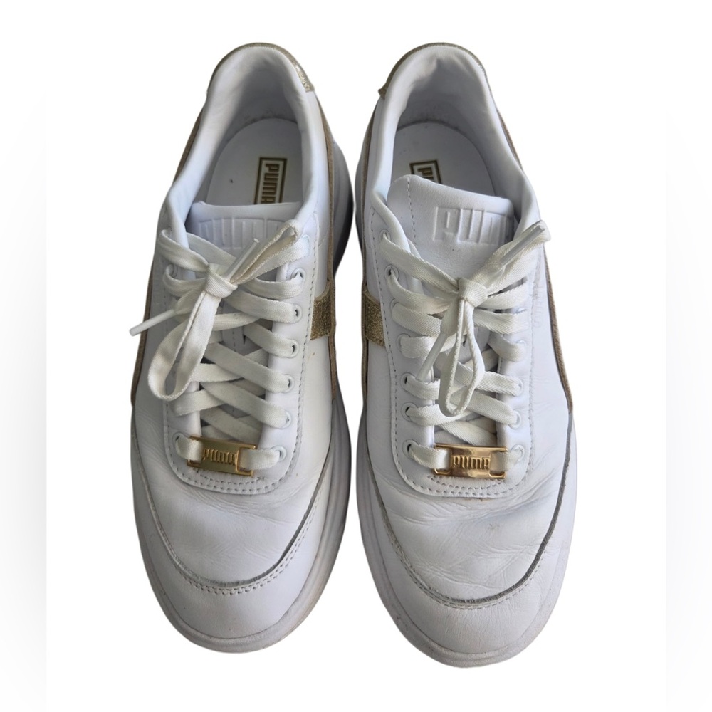 Puma Women's Gold Accent White Sneakers - Picture 2 of 6